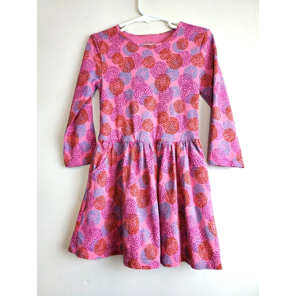 Garnet‎ Hill Girls 2-3 Toddler Dress Pink Long Sleeve ORGANIC COTTON xs